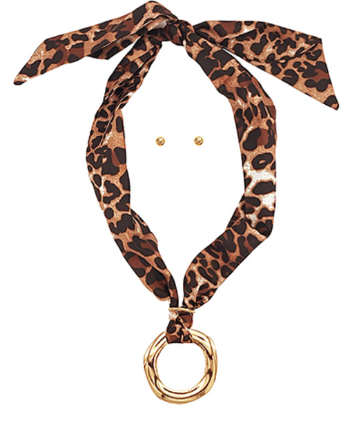 Leopard Pendant Scarf Necklace