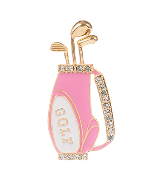 Rhinestone & Pink Golf Bag Pin