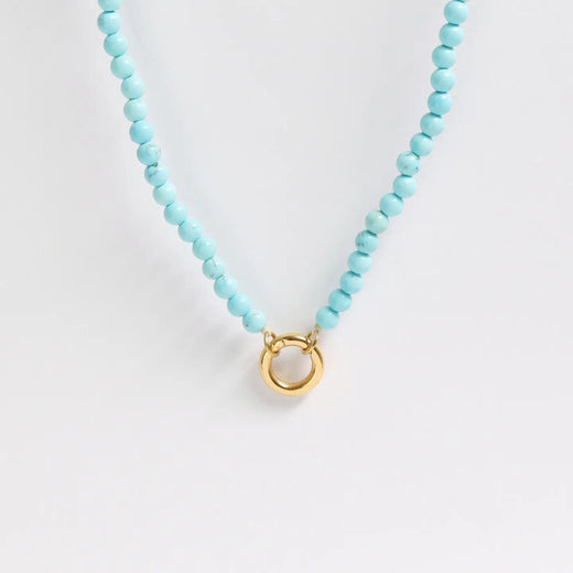 Semi Precious Natural Stone Charm Keeper Necklace