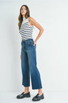 Scissor Cut Wide Leg Jeans - Dark Wash