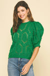 Puffed Sleeve Embroidered Sweater