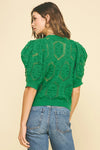 Puffed Sleeve Embroidered Sweater
