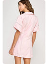 Top Stitch Wrap Collared Mini Dress