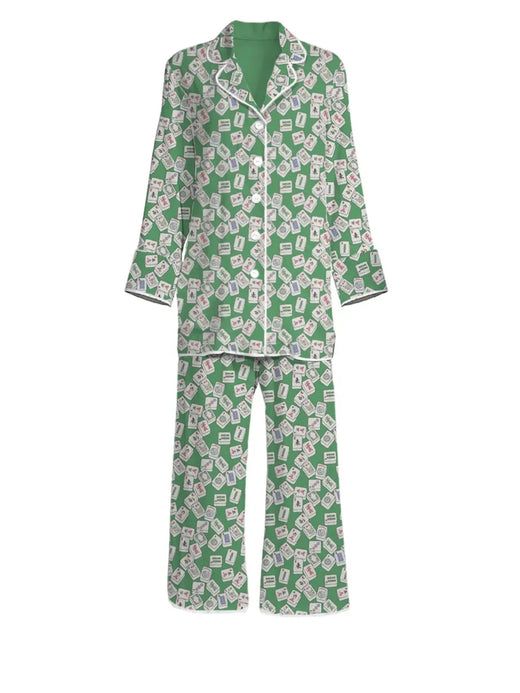 Mahjong Print Pajama Set