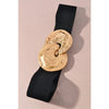 Hammered Gold Buckle Elastic Belt