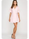 Top Stitch Wrap Collared Mini Dress