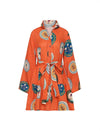 Vintage Print Belted Dress