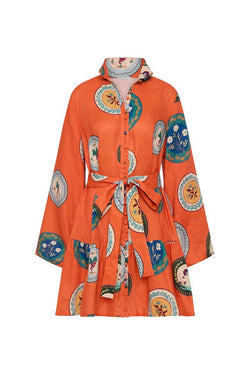 Vintage Print Belted Dress