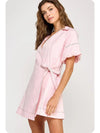 Top Stitch Wrap Collared Mini Dress