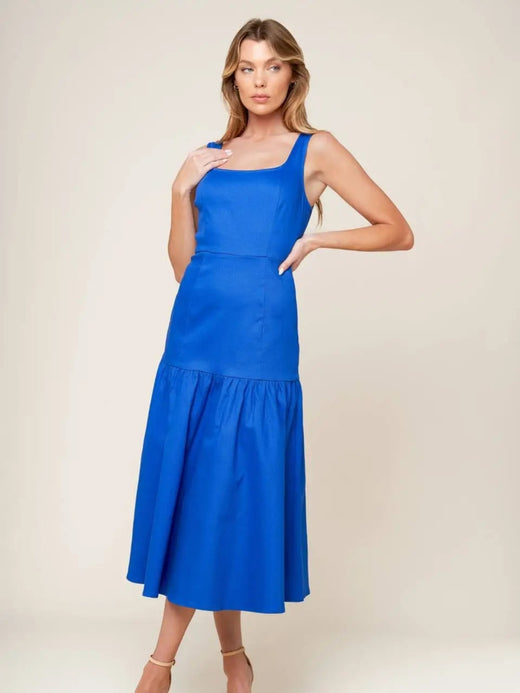 Solid Woven Midi Dress
