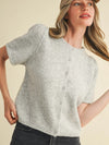 Short Puff Sleeve Sweater Cardigan