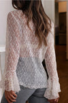 Lace Mesh Bell Sleeve Shirt