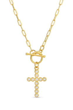 Sparkle Cross Toggle Necklace