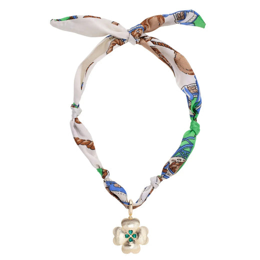 Rhinestone Clover Scarf Necklace