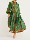 Elegant Peacock Print Maxi Dress