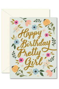 Happy Birthday Pretty Girl Greeting Card