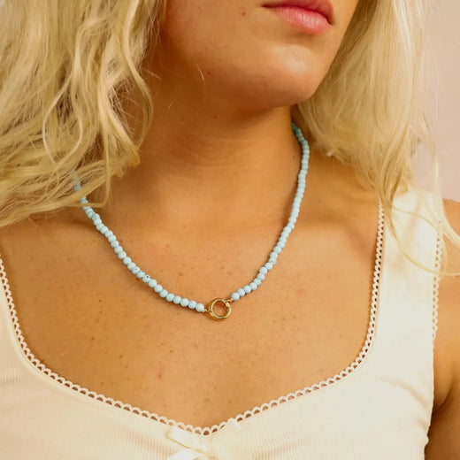 Semi Precious Natural Stone Charm Keeper Necklace