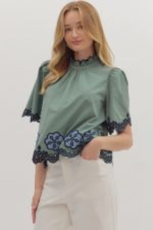 Short Flutter Sleeve Top