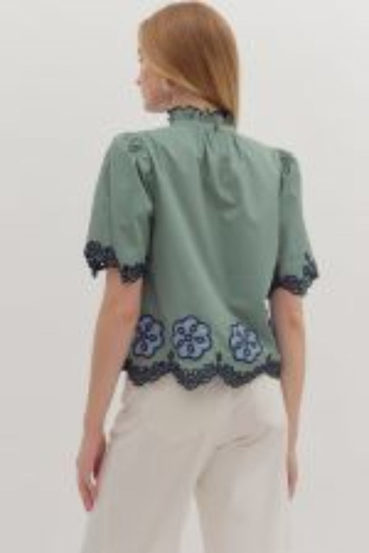 Short Flutter Sleeve Top