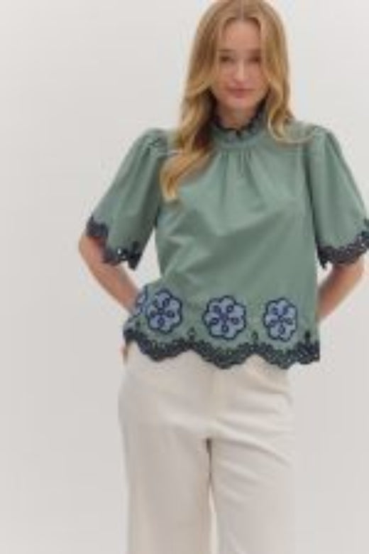 Short Flutter Sleeve Top