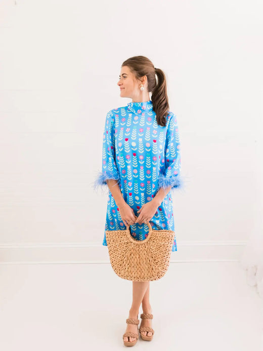 Grace Luxe Feather Caftan Midi Dress