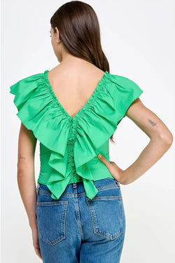 Ruffle Detail Poplin Sleeveless Top