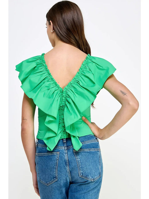 Ruffle Detail Poplin Sleeveless Top