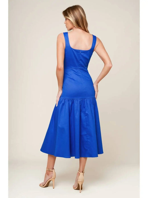 Solid Woven Midi Dress