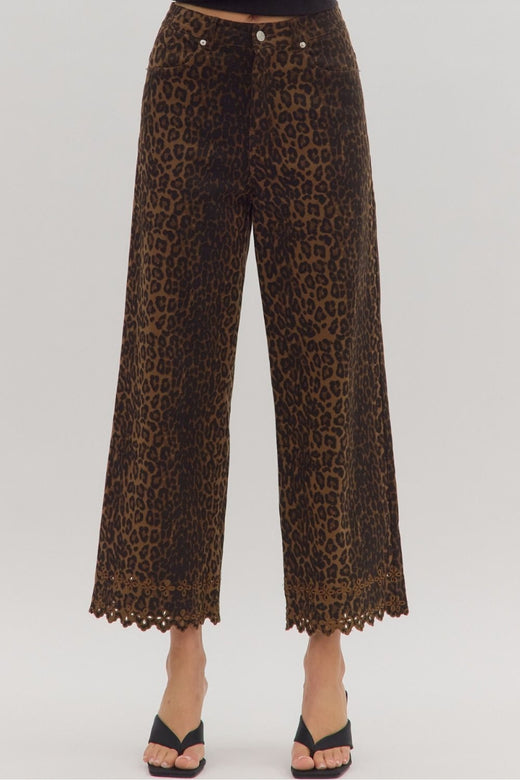Leopard Embroidered Pants