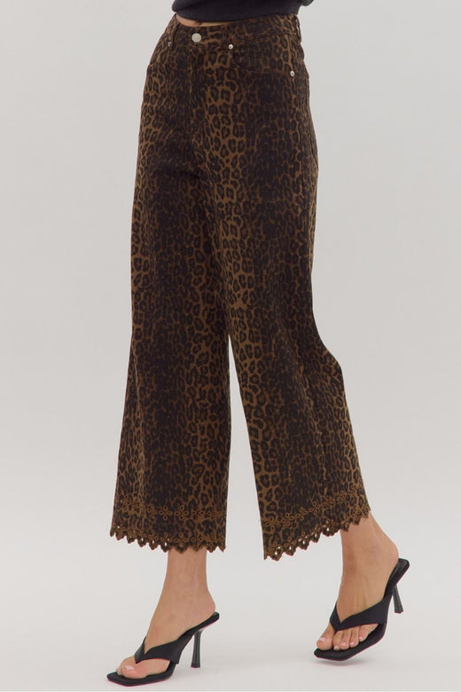 Leopard Embroidered Pants