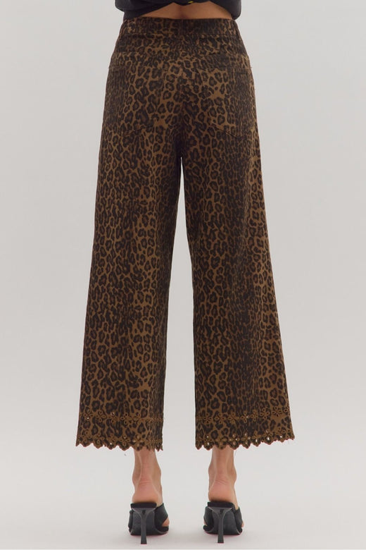 Leopard Embroidered Pants
