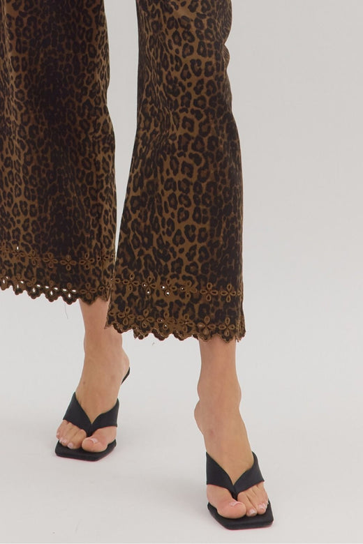 Leopard Embroidered Pants