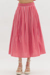 Red Stripe Midi Skirt