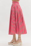 Red Stripe Midi Skirt