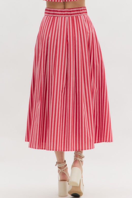 Red Stripe Midi Skirt
