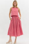 Red Stripe Midi Skirt