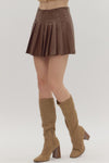Faux Leather Pleated Skirt