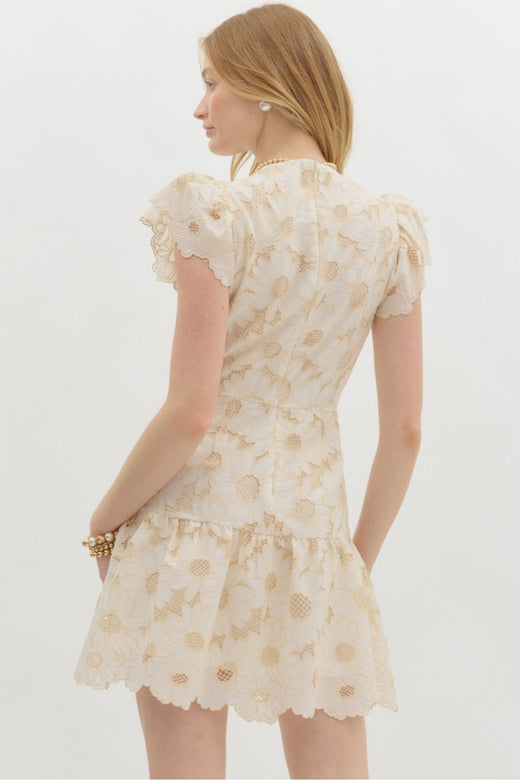 Eyelet Flutter Sleeve Dress