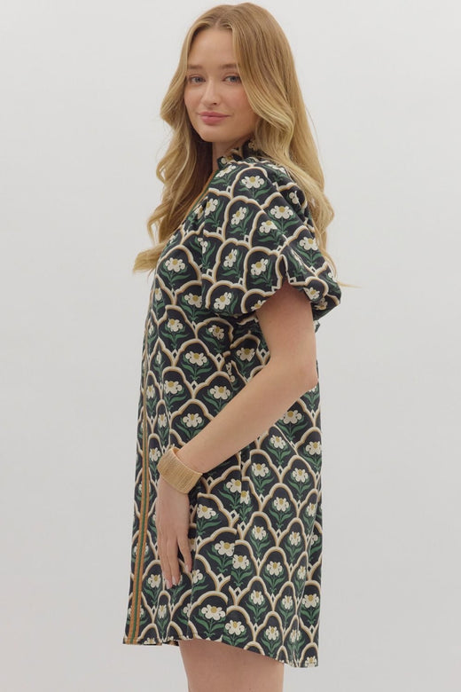 Floral High Neck Dress
