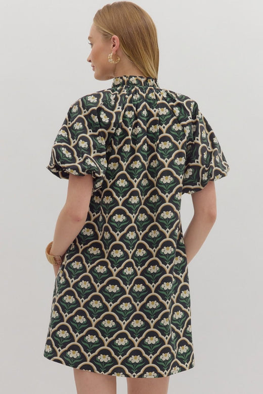 Floral High Neck Dress