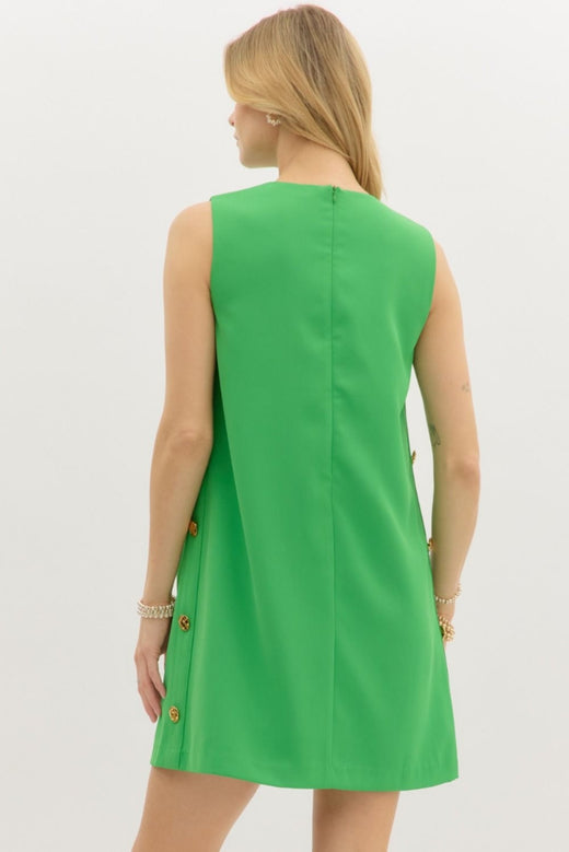 Kelly Green Side Button Dress