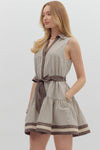 Mocha Stripe Sleeveless Dress