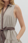 Mocha Stripe Sleeveless Dress