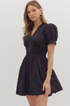 Zipper Short Sleeve Dress
