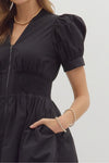 Zipper Short Sleeve Dress