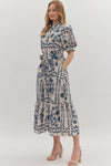 Blue Floral Midi Dress