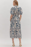 Blue Floral Midi Dress