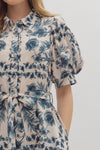 Blue Floral Midi Dress