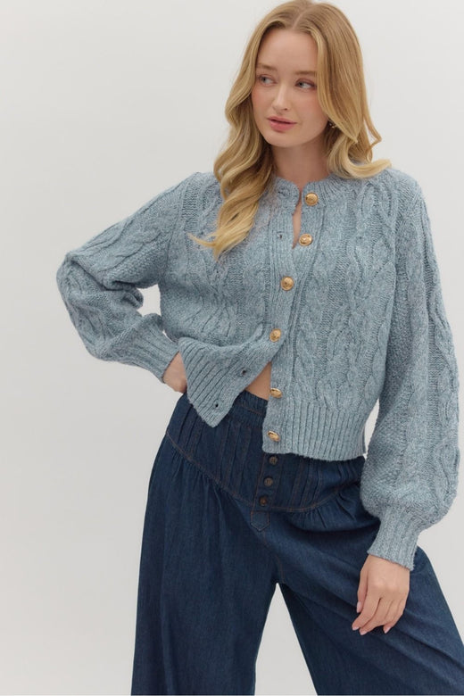 Gold Button Cardigan Sweater