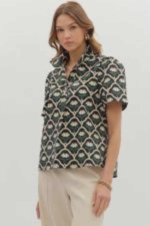 Floral High Neck Shirt
